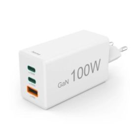 Hama Cargador de Pared - Potencia 100W - 2x USB-C - USB-A - Power Delivery - Qualcomm - GaN - Color Blanco