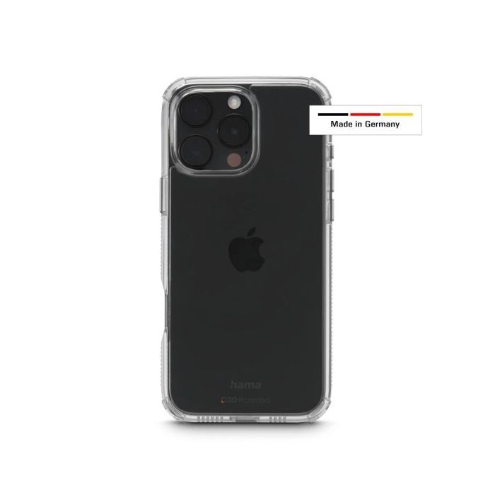 Hama Extreme Protect Funda para iPhone 16 Pro Max - Antideslizante - Policarbonato - Proteccion D3O - Bordes Elevados - Color Tr