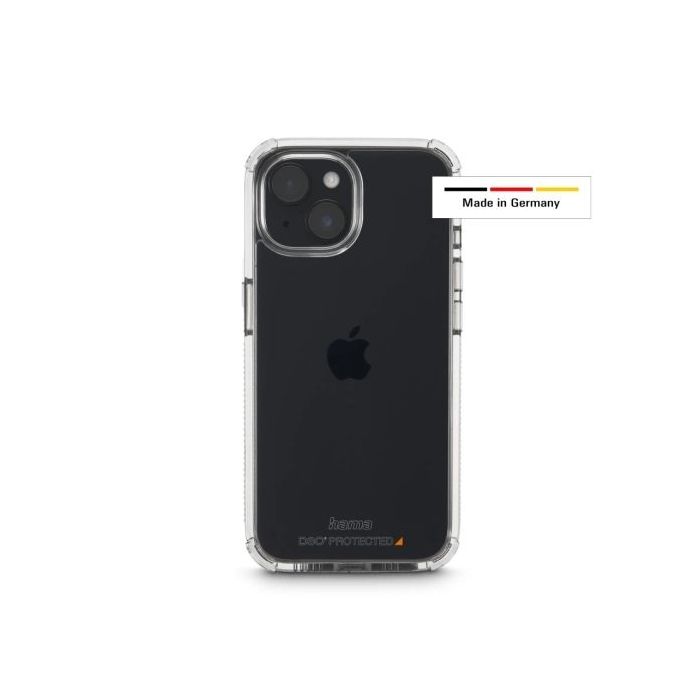 Hama Extreme Protect Funda para iPhone 15 - Antideslizante - Policarbonato - Proteccion D3O - Bordes Elevados - Color Transparen