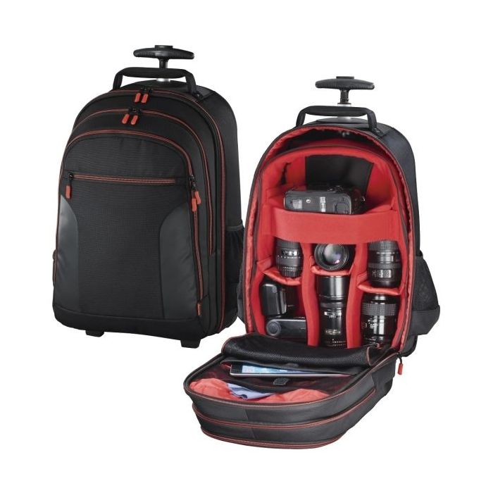 Hama Miami Maleta Trolley para Camara - Capacidad 12L - Asas Ocultables - Compartimentos Separados para Objetivos - Mango Extens