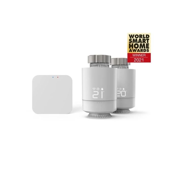Hama Pack de 2 Termostatos de Radiador Inteligentes con Centralita - Temperatura Regulable - WLAN - Compatible con Asistente de
