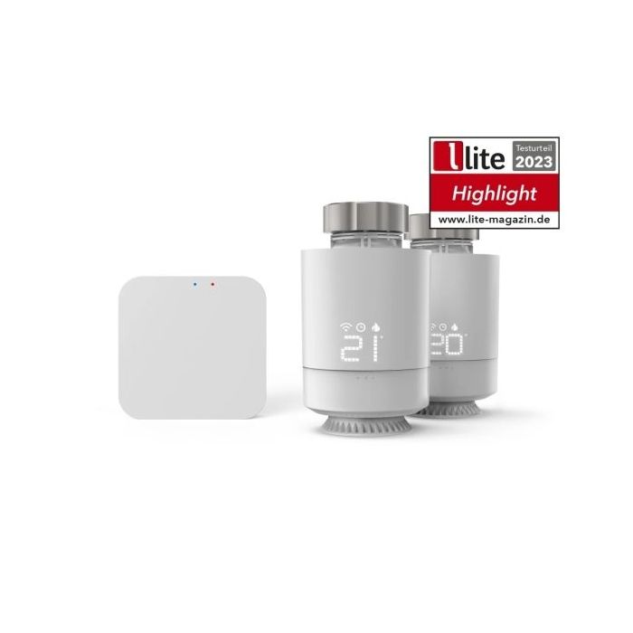 Hama Pack de 2 Termostatos de Radiador Inteligentes con Centralita - Temperatura Regulable - WLAN - Compatible con Asistente de