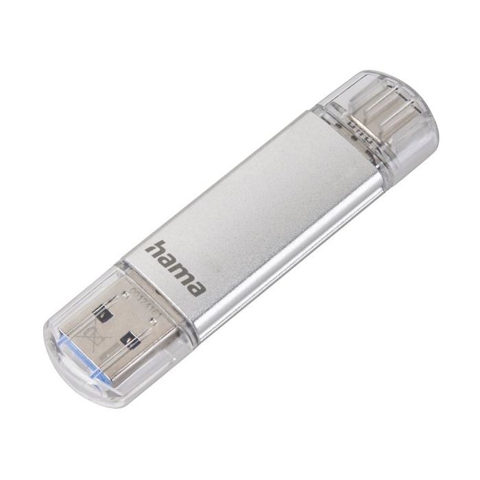 Hama Laeta Memoria Pendrive USB 3.0 con Tapa - 128GB de Capacidad - 40Mb/s de Transferencia - Funcion OTG - USB-C - USB-A - Cuer
