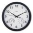 Hama Malta Reloj de Pared Analogico - Termometro - Higrometro - Silencioso - Funciona con 1 Pila AA - 25x4cm - Color Negro