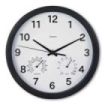 Hama Malta Reloj de Pared Analogico - Termometro - Higrometro - Silencioso - Funciona con 1 Pila AA - 25x4cm - Color Negro