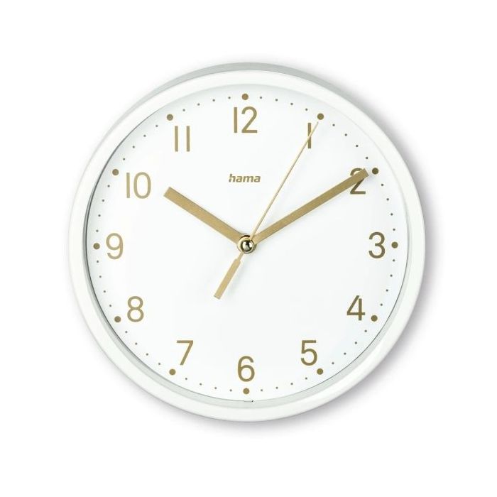 Hama Madeira Reloj de Sobremesa Analogico - Silencioso - Funciona con 1 Pila AA - 16x4.5cm - Color Blanco