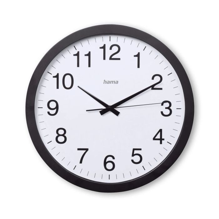 Hama Aruba Reloj de Pared Analogico - Silencioso - Funciona con 1 Pila AA - 40x5cm - Color Negro