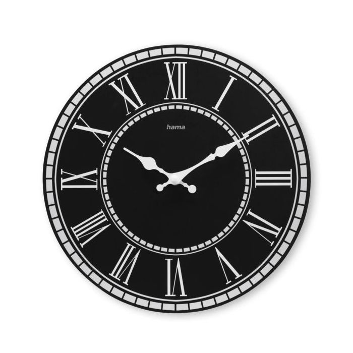 Hama Rab Reloj de Pared Analogico - Cuarzo - Silencioso - MDF - Funciona con 1 Pila AA - 30x2cm - Color Negro