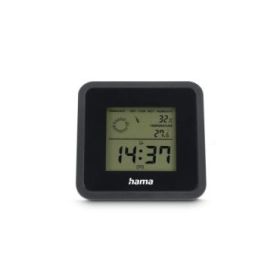 Hama Borneo Medidor de Temperatura y Humedad para Interior - Pantalla Digital - Reloj - Indicador de Confort - 8x1.2x8cm - Color
