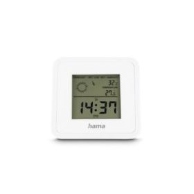 Hama Borneo Medidor de Temperatura y Humedad para Interior - Pantalla Digital - Reloj - Indicador de Confort - 8x1.2x8cm - Color