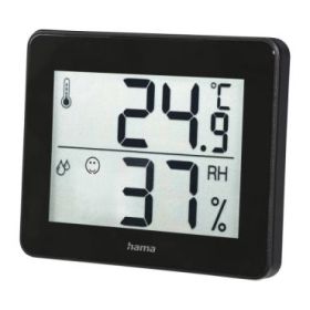 Hama Medidor de Temperatura y Humedad para Interior - Pantalla Digital - Indicador de Confort - Permite Colgar en Pared - 10x1.1