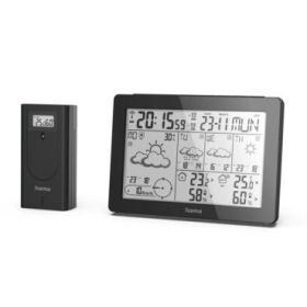 Hama Meteotime Estacion Meteorologica - Reloj - Prevision Meteorologica - Sensor Exterior - Radiofrecuencia - Termometro - Higro