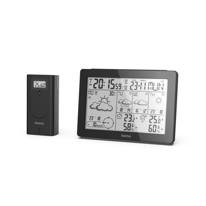Hama Meteotime Estacion Meteorologica - Reloj - Prevision Meteorologica - Sensor Exterior - Radiofrecuencia - Termometro - Higro