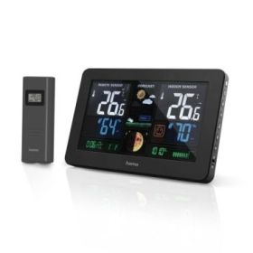 Hama Premium Estacion Meteorologica - Reloj - Prevision Meteorologica - Sensor Exterior - Radiofrecuencia - Termometro - Higrome