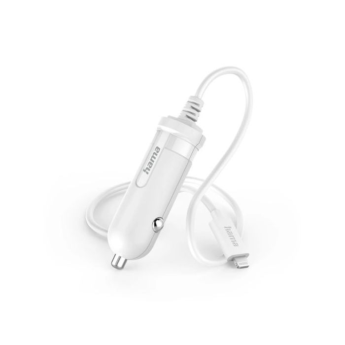 Hama Cargador de Coche 5W - 12V - Cable 1m - Conector Lightning - Color Blanco