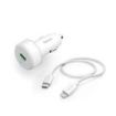 Hama Cargador de Coche 20W - Cable Lightning de 1m - Pantalla LED - Power Delivery - Color Blanco
