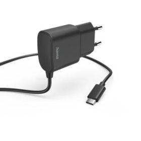 Hama Cargador USB-C - Potencia 12W - Cable Integrado 1m - Color Negro