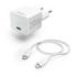 Hama Cargador de Pared - Potencia 20W - USB-C Hembra - Cable de 1m USB-C Macho a Lightning Macho - Power Delivery - Color Blanco