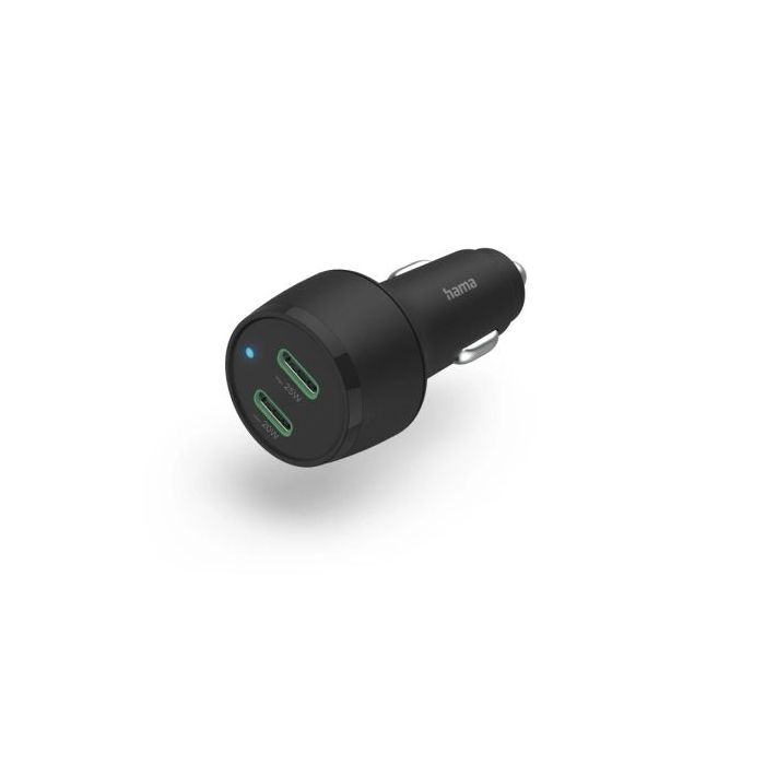 Hama Cargador de Coche 45W - Pantalla LED - USB-C - Power Delivery - Qualcomm 2.0 - Color Negro