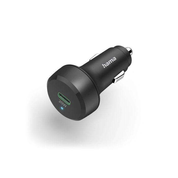 Hama Cargador de Coche 20W - Pantalla LED - Power Delivery - USB-C - Qualcomm 2.0 - Color Negro