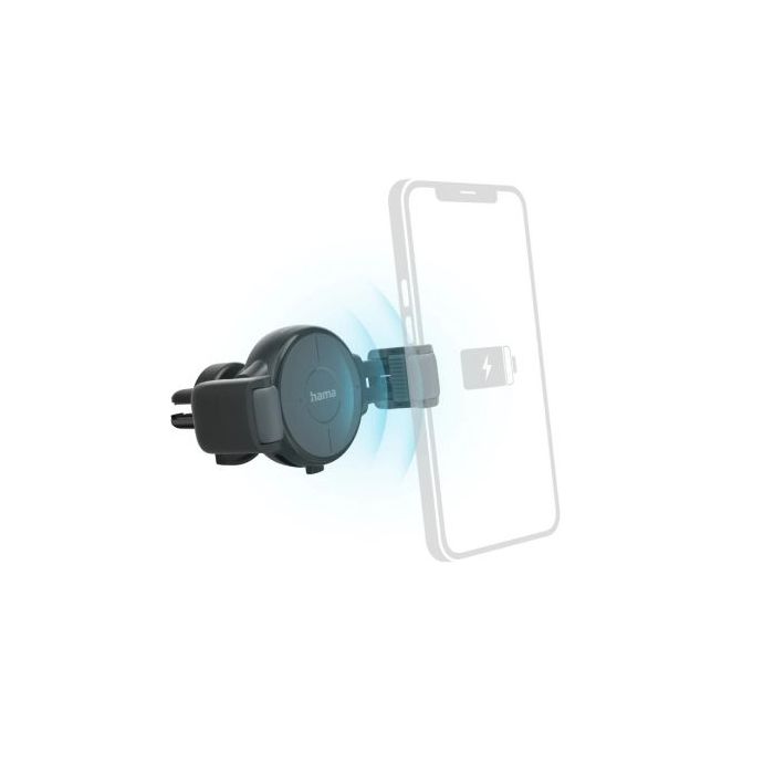 Hama FC10 Flex-Set Soporte con Cargador para Coche - Potencia 10W - USB-C - Carga Rapida - Antideslizante - Color Gris