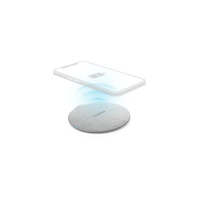 Hama QI-FC10 Metal Cargador Inalambrico - Potencia 10W - USB-C - Indicador LED - Carga Rapida - Color Blanco