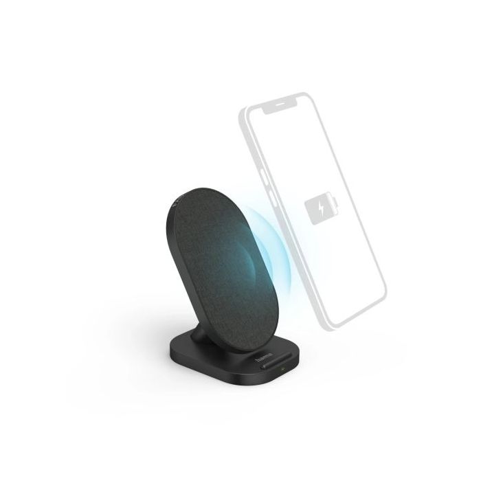 Hama QI-FC10S-Fab Cargador Inalambrico - Potencia 10W - USB-C - Indicador LED - Carga Rapida - 109x65x82mm - Color Negro