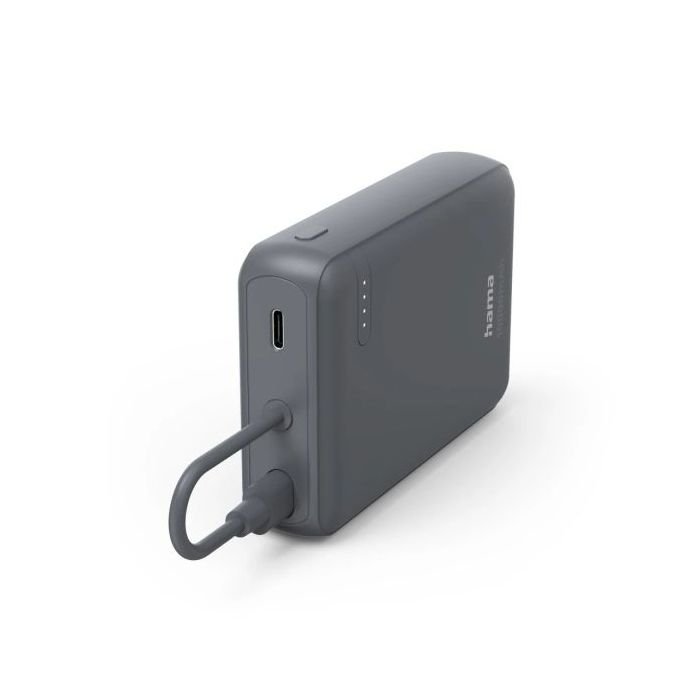 Hama Travel Bateria Externa Powerbank 10000mAh - Polimero de Litio - USB-C - Cable Integrado - Carga Rapida - 2 Conexiones de Sa