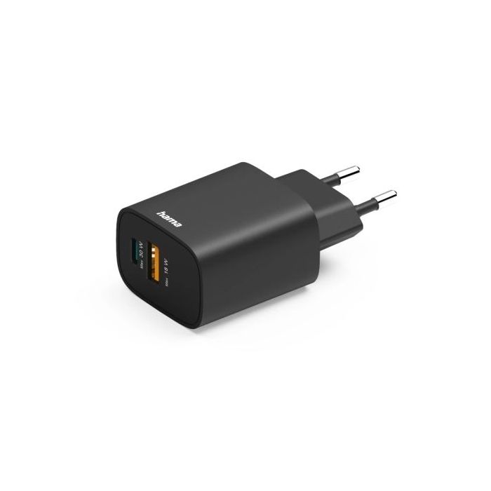 Hama Cargador de Pared - Potencia 30W - USB-C - USB-A - Power Delivery - Qualcomm - Color Negro