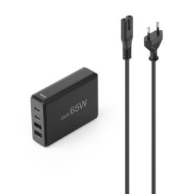 Hama Estacion de Carga USB - Potencia 65W - 2x USB-C - Cable 1.5cm - Power Delivery - Qualcomm - GaN - Color Negro