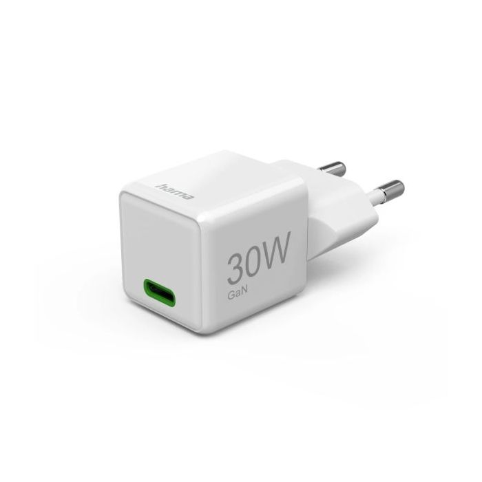 Hama Cargador de Pared - Potencia 30W - USB-C - GaN - Power Delivery - Qualcomm - Color Blanco