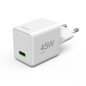 Hama Cargador de Pared - Potencia 45W - USB-C - GaN - Power Delivery - Qualcomm - Color Blanco