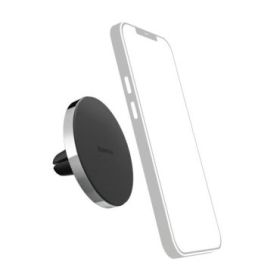Hama Lock Soporte de Coche para Smartphone - Magnetico - Pinza para Rejilla - Peso Max 230g - Aluminio - Color Negro y Plata