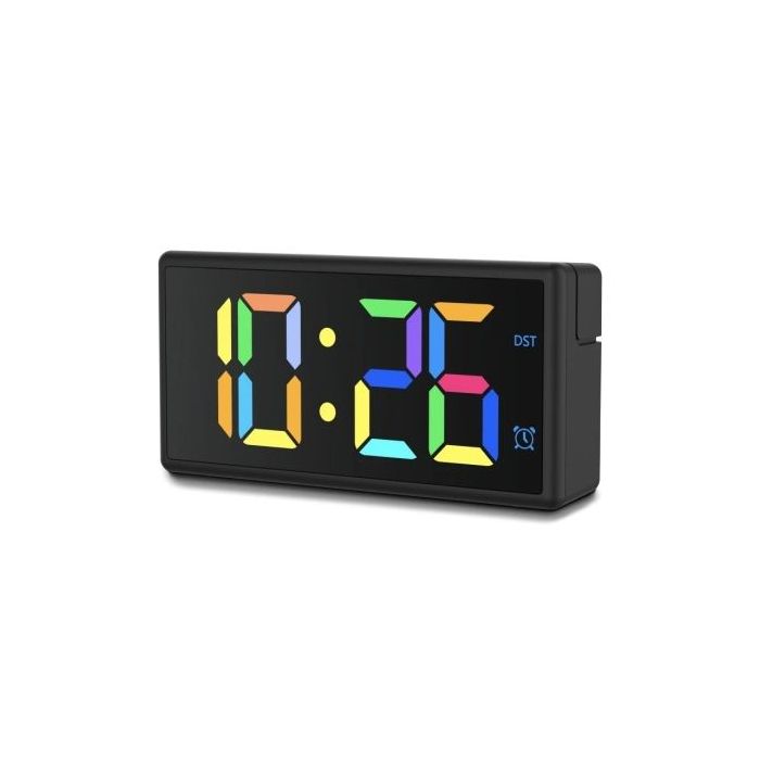 Hama Ibiza Reloj Despertador Digital - Pantalla Multicolor - Funcion de Carga USB-A - Funcion de Repeticion de Alarma - 15x3.4x7
