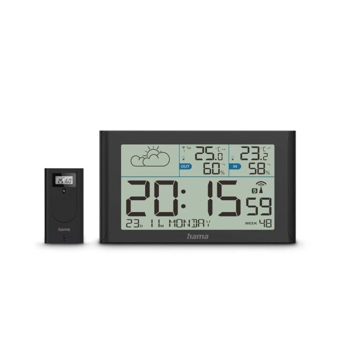 Hama Sylt Estacion Meteorologica - Reloj - Prevision Meteorologica - Sensor Exterior - Radiofrecuencia - Termometro - Higrometro