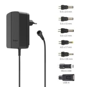 Hama Fuente de Alimentacion Multidispositivo - Potencia 18W - Voltaje 12V - Indicador LED - 7 Adaptadores - Intensidad Maxima 1.