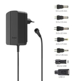 Hama Fuente de Alimentacion Multidispositivo - Potencia 27W - Voltaje 12V - Indicador LED - 7 Adaptadores - Intensidad Maxima 2.