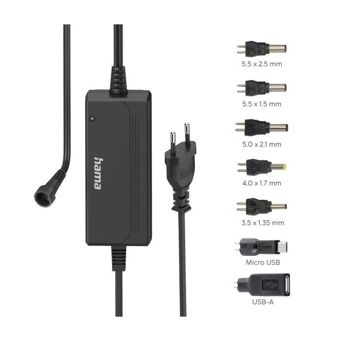 Hama Fuente de Alimentacion Multidispositivo - Potencia 36W - Voltaje 15V - Indicador LED - 7 Adaptadores - Intensidad Maxima 3A