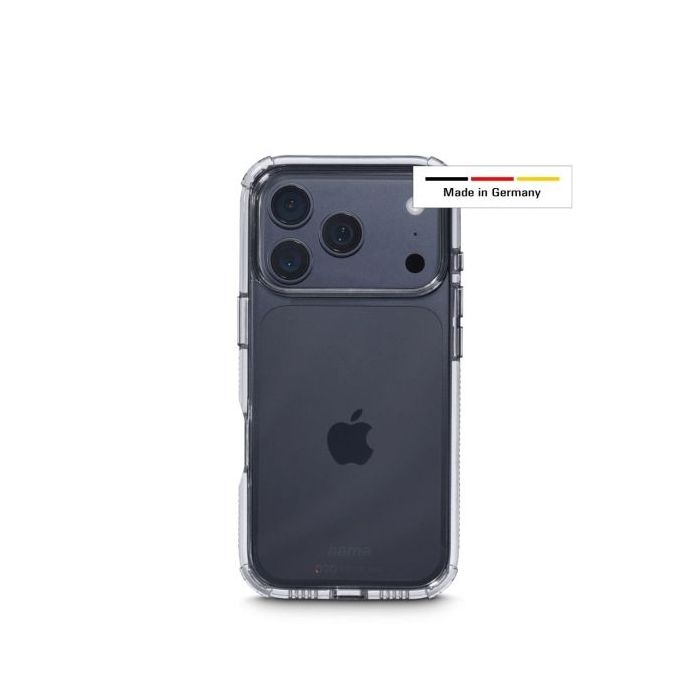 Hama Extreme Protect Funda para iPhone 17 Pro - Antideslizante - Policarbonato - Proteccion D3O - Bordes Elevados - Color Transp