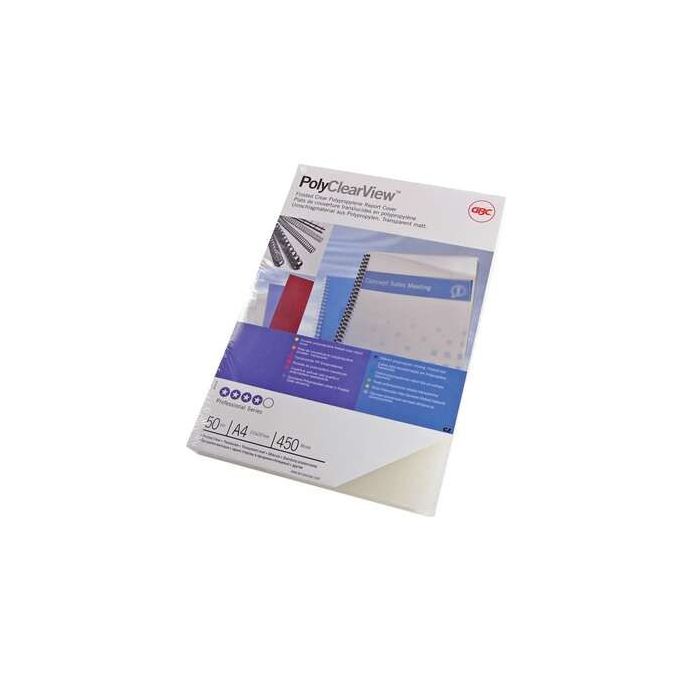 GBC PolyClearView Pack de 100 Portadas de Encuadernar A4 - 300 Micras - Color Transparente Mate
