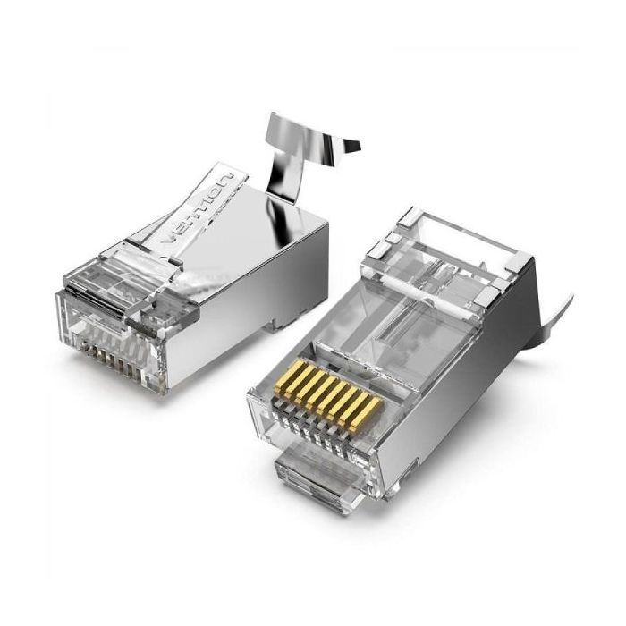 Vention Pack de 10 Conectores RJ45 - Cat.7 FTP - Contactos Chapados en Oro - Formato Transparente - Color Plata