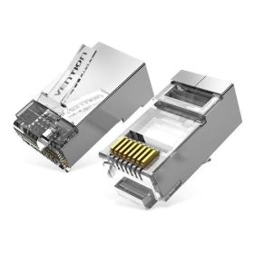 Vention Pack de 100 Conectores RJ45 - Cat.6a FTP - Contactos Chapados en Oro - Color Plata