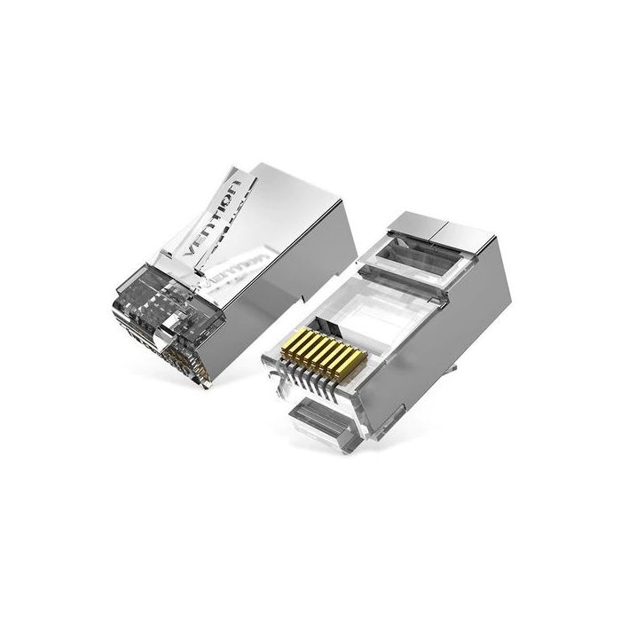 Vention Pack de 100 Conectores RJ45 - Cat.6a FTP - Contactos Chapados en Oro - Color Plata