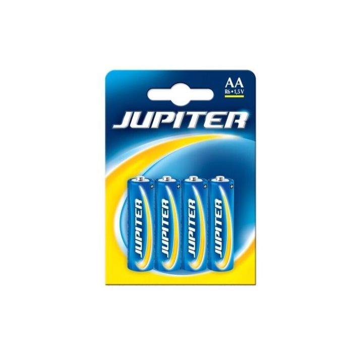 Jupiter Pack de 4 Pilas Salinas R06 AA - Pilas Salinas para Aparatos de Bajo Consumo