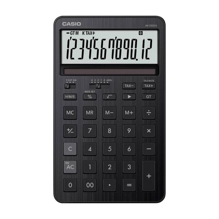 Casio JW-200DQ Calculadora de Sobremesa Compacta con Pantalla LCD de 12 Digitos - Calculo de Impuestos, Porcentajes, Raiz Cuadra