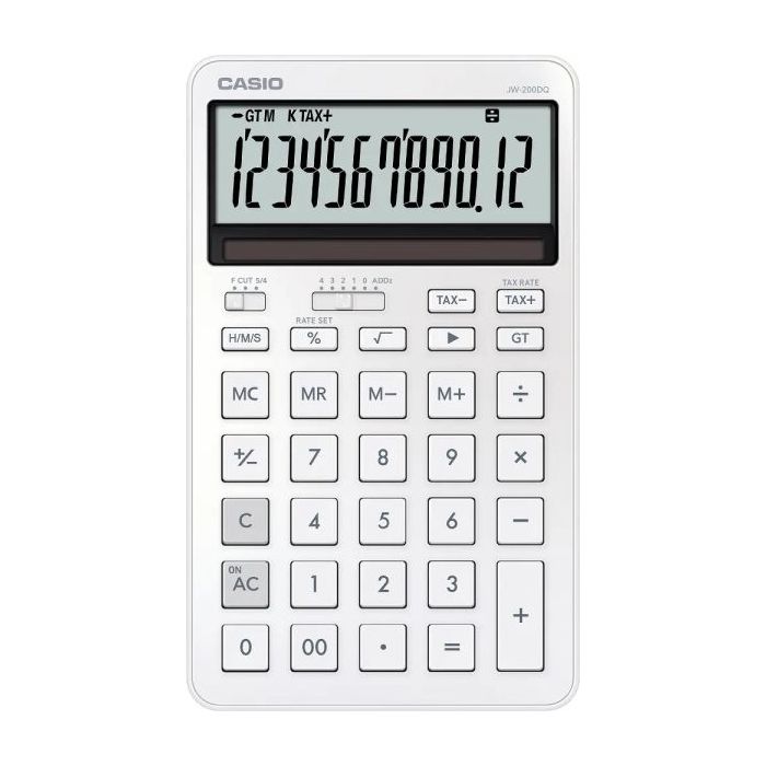 Casio JW-200DQ Calculadora de Sobremesa Compacta con Pantalla LCD de 12 Digitos - Calculo de Impuestos, Porcentajes, Raiz Cuadra