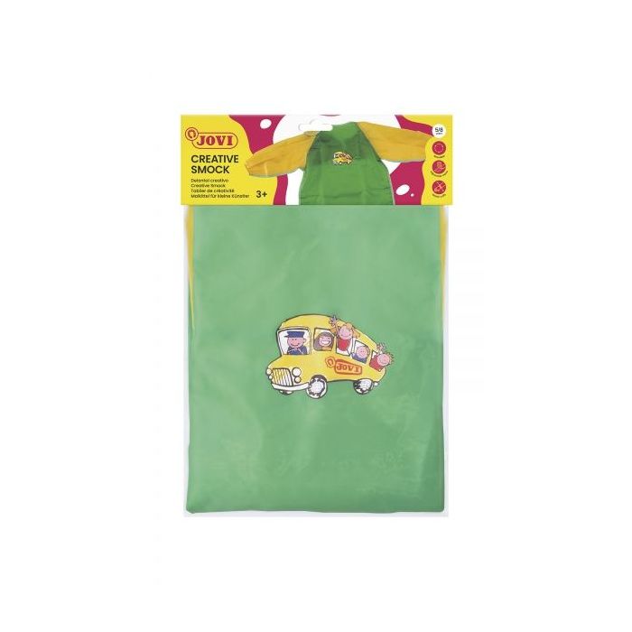 Jovi Delantal Infantil de 5 a 8 Años - Proteccion Contra Manchas - Puños Elasticos - Facil Adaptacion - Color Verde