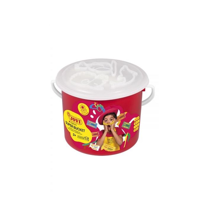 Jovi Super Bucket Pack 6 Pastillas de Plastilina 50gr + Accesorios - Pasta Vegetal - No Se Seca - sin Gluten - Inocua - Facil de