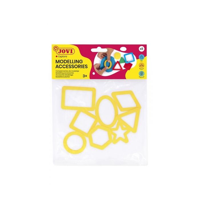 Jovi Bolsa Colgable con 8 Moldes de Corte Figuras Geometricas - Moldes de Plastico para Plastilina - Facil de Usar - Duraderos -