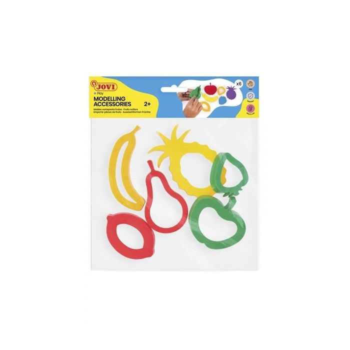 Jovi Modelling Accessories Bolsa Colgable con 6 Moldes de Corte Frutas - Moldes de Plastico para Plastilina - Formas de Fruta -